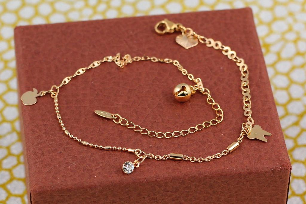 Браслет на ногу Xuping Jewelry Ланцюгове асорті 24 см 1 мм/добавка ланцюга 5 см Золотистий (1674781839)