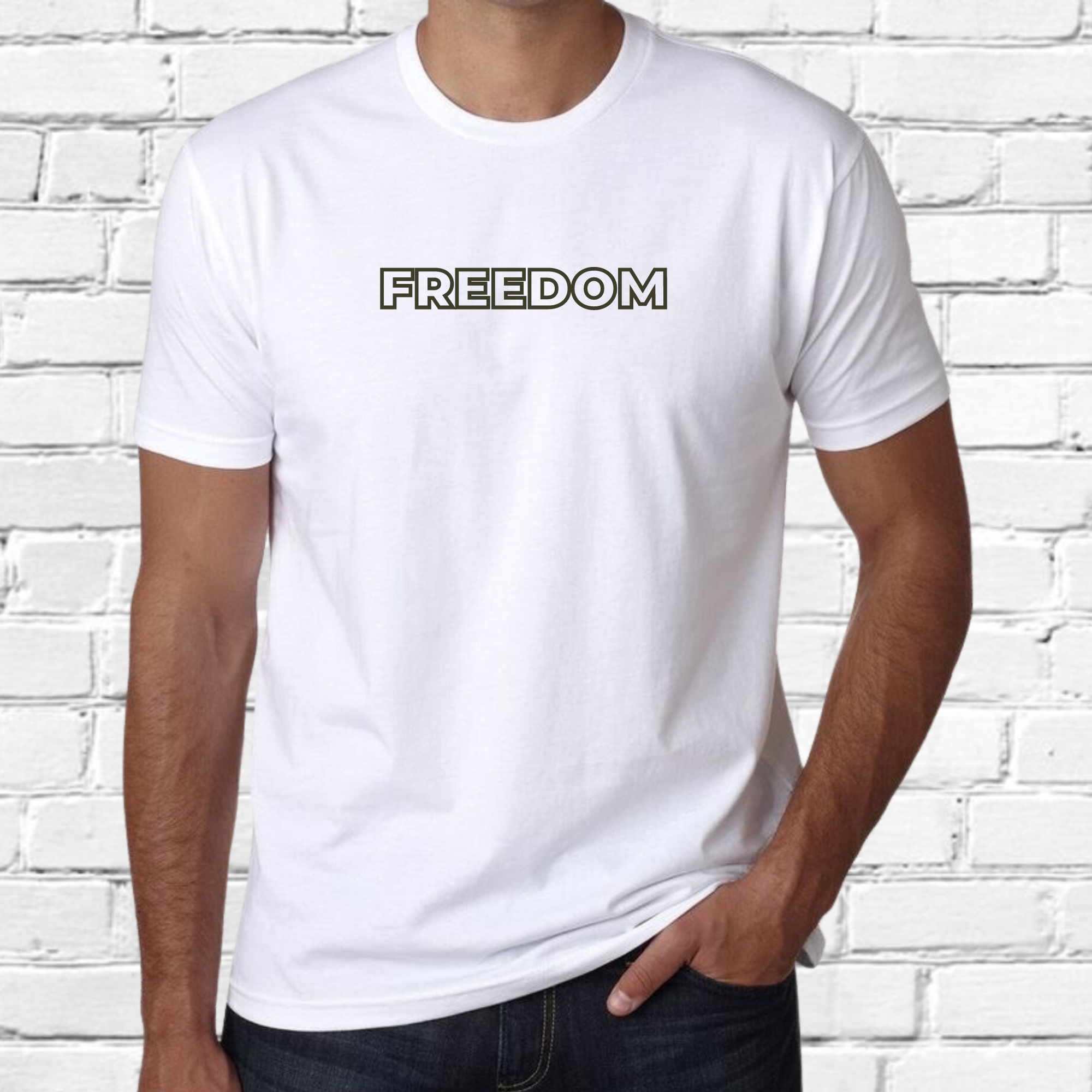 Футболка чоловіча з вишивкою Freedom L Білий (305779-16-4)
