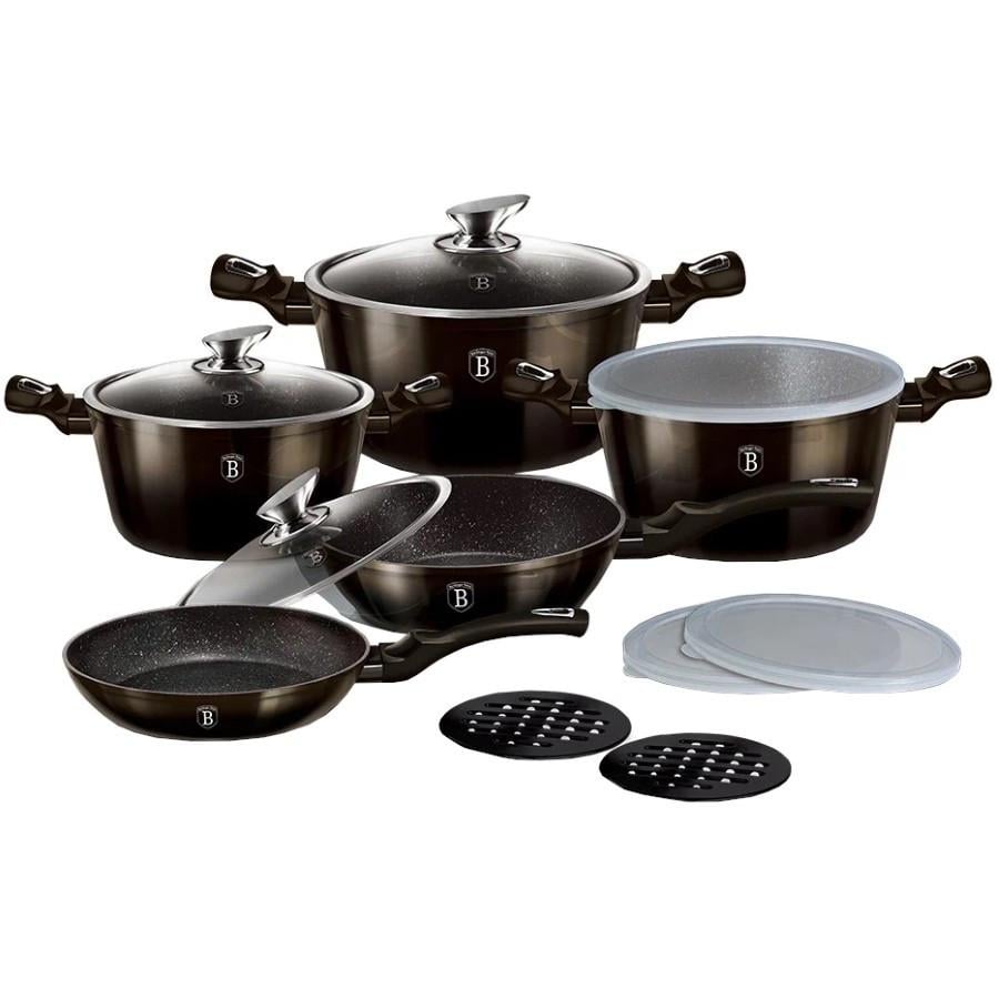 Набор посуды Berlinger Haus Metallic Line Shiny Black Edition 13 шт. Черный (2238218697)
