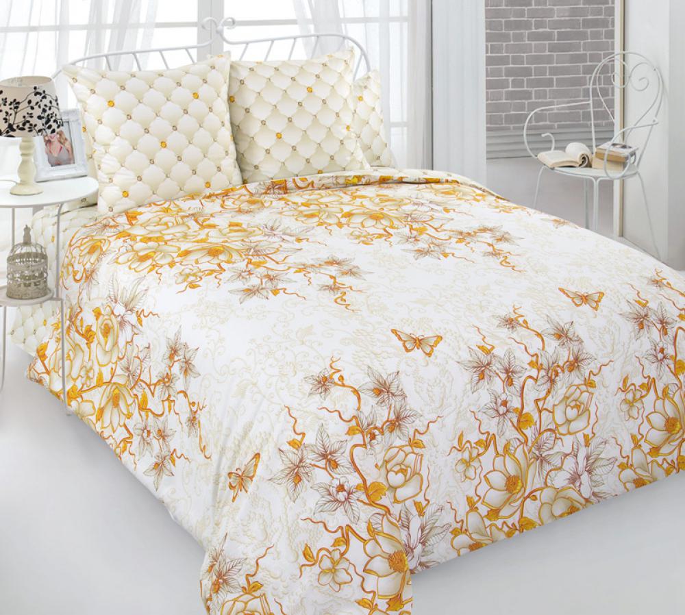 Комплект постельного белья Комфорт текстиль Перкаль Злата 180x215 см Двуспальный с простынью на резинке 70x70 см ( КТ_pvu_3559_39_70x70 )