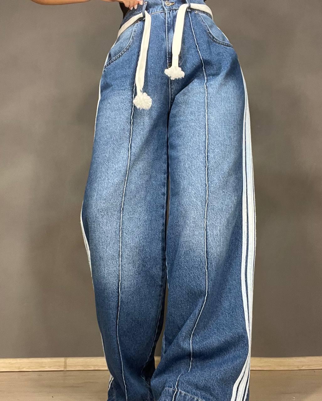 Джинсы женские Vonnavi 413-240 палаццо с лампасами пояс резинка шнурок р. 28 Синий (2568) - фото 4 Джинсы женские Vonnavi 413-240 палаццо с лампасами пояс резинка шнурок р. 28 Синий (2568) - фото 4