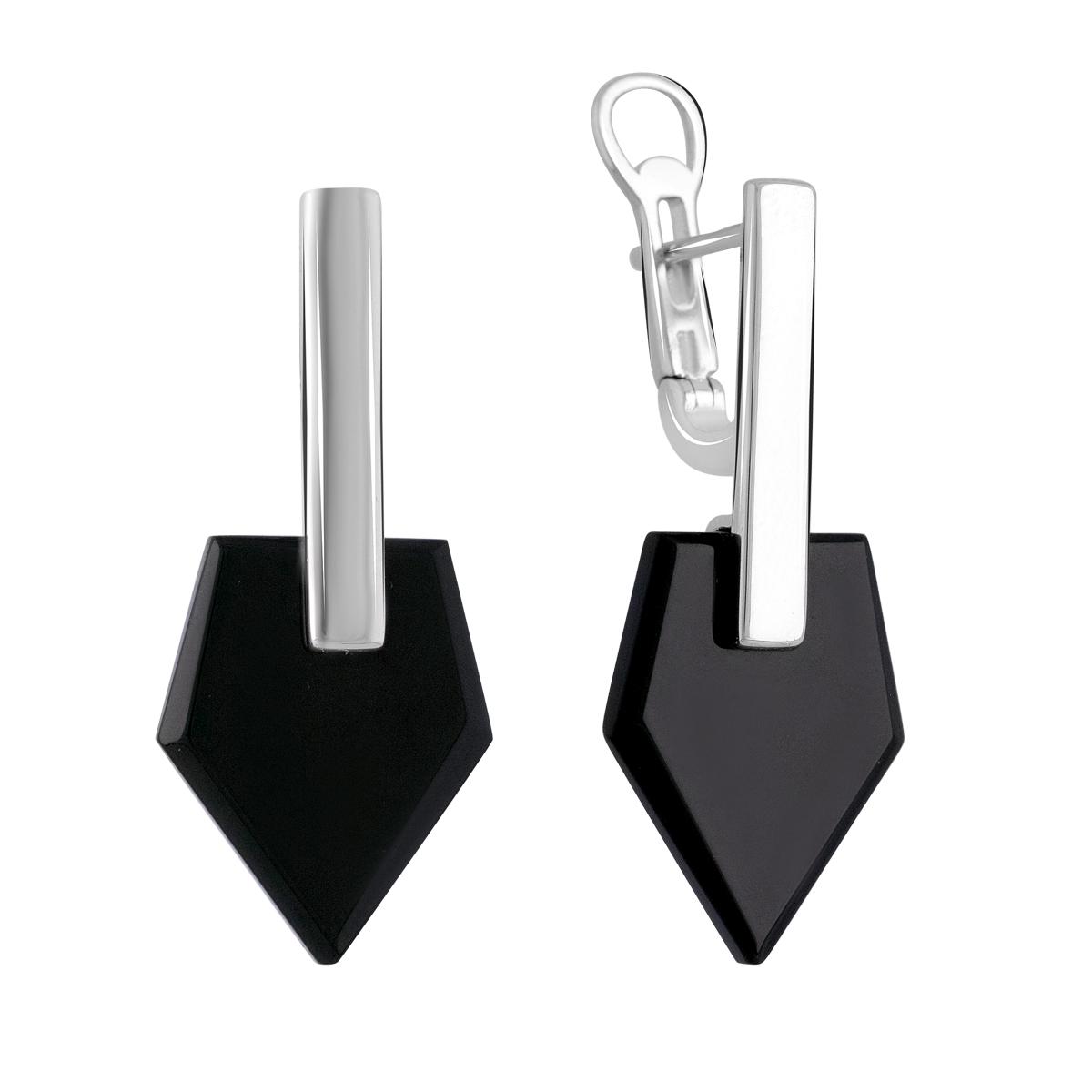 Серебряные серьги с натуральным ониксом 12,5 ct (2107767)