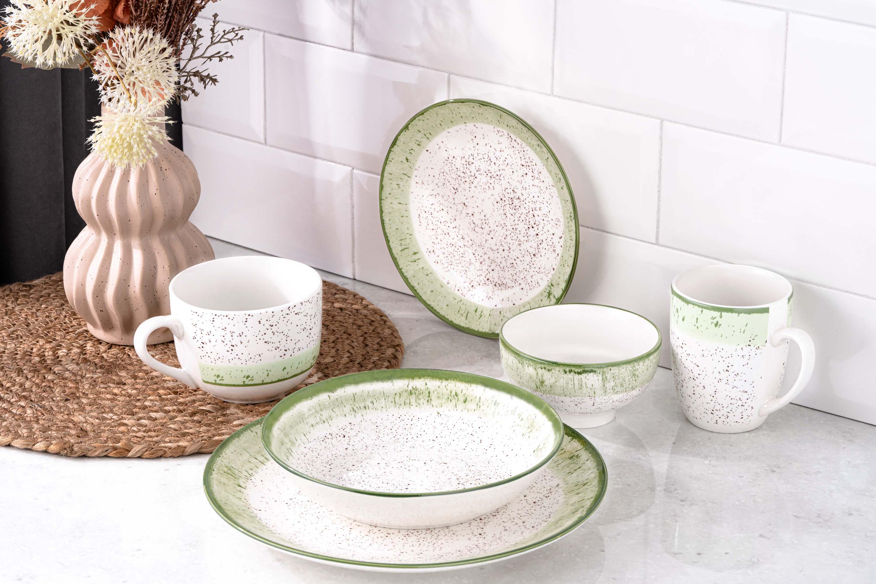 Столовый сервиз Ardesto Siena 4 предмета 1 персона фарфор Бело-зеленый - фото 11 Столовый сервиз Ardesto Siena 4 предмета 1 персона фарфор Бело-зеленый - фото 11