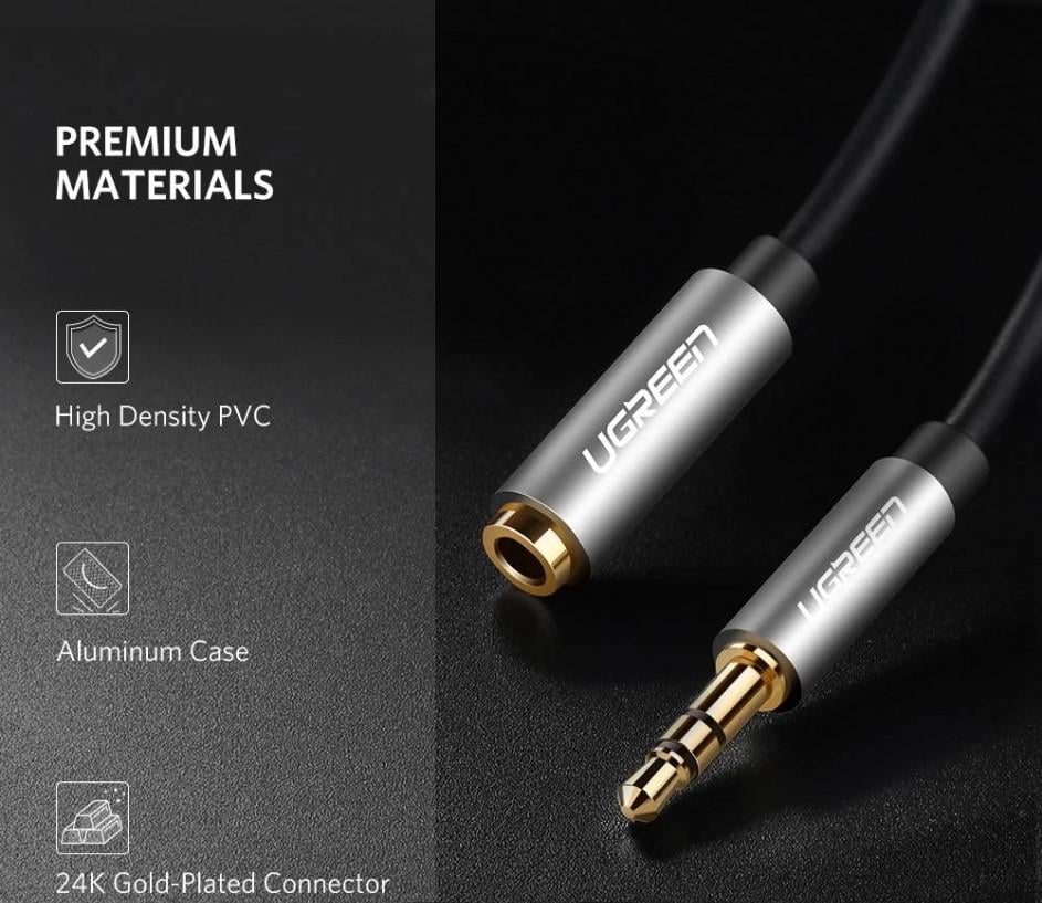 Кабель аудіо Ugreen 3,5 мм подовжувач 1,5 м Black (AV118) - фото 4 Кабель аудіо Ugreen 3,5 мм подовжувач 1,5 м Black (AV118) - фото 4