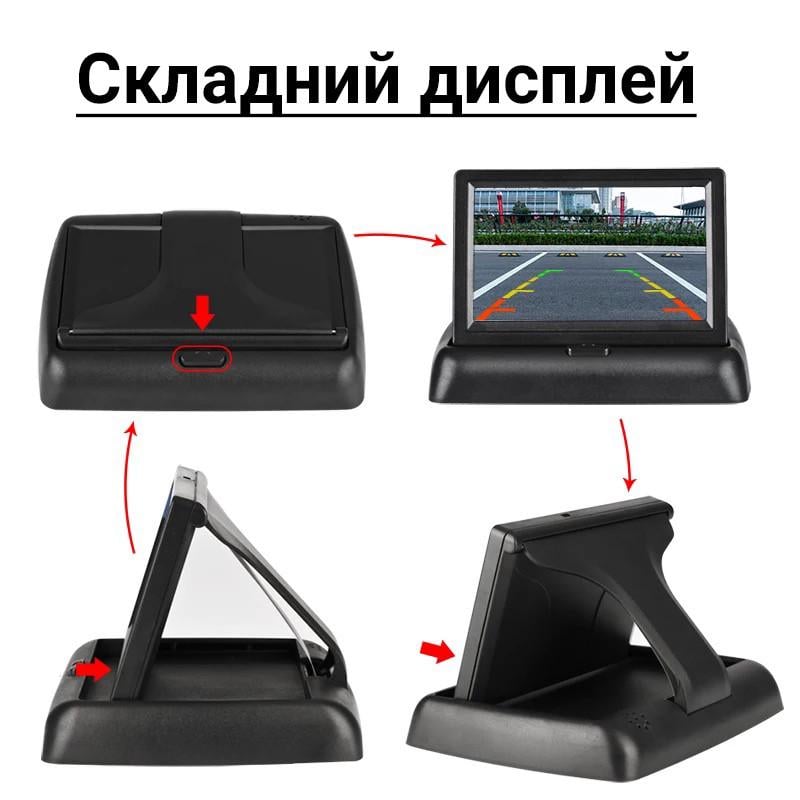 Бездротова система паркування Podofo P0083A1 камера заднього виду + парктронік з дисплеєм 4,3" - фото 3