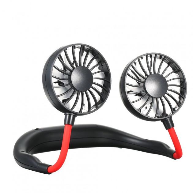 Подвійний спортивний вентилятор SUNROZ ALS88 Neckband Mini Fan на шию Чорний (SUN4328)