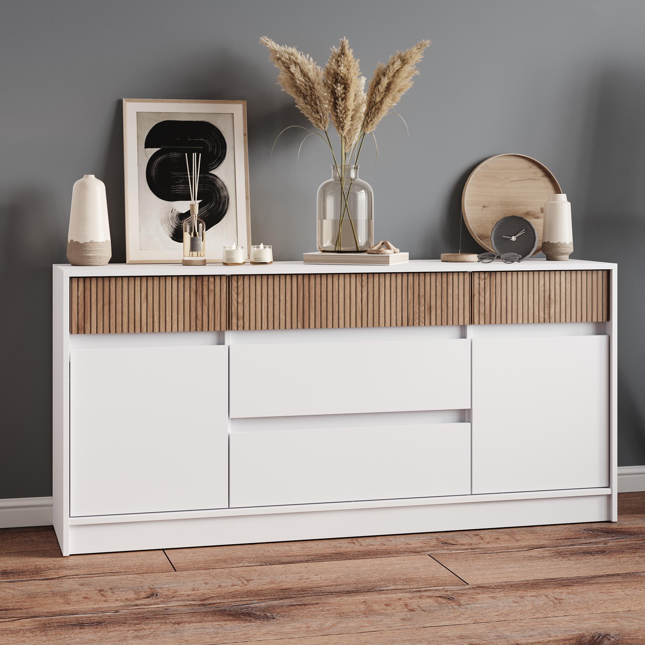 Комод Еверест Стайл-160 160,2х39х75,4 см Белый/Канелла (EVR-20740.06)