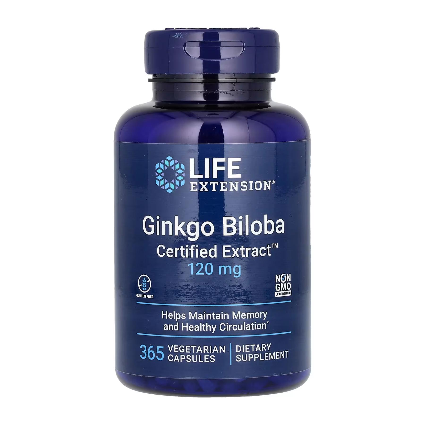 Натуральная добавка Ginkgo Biloba Certified Extract 	120 mg 365 vcaps (2022-10-1899)