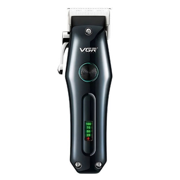 Машинка для стрижки аккумуляторная VGR V-969 4 насадки 1200 mAh LED display Black (614606)