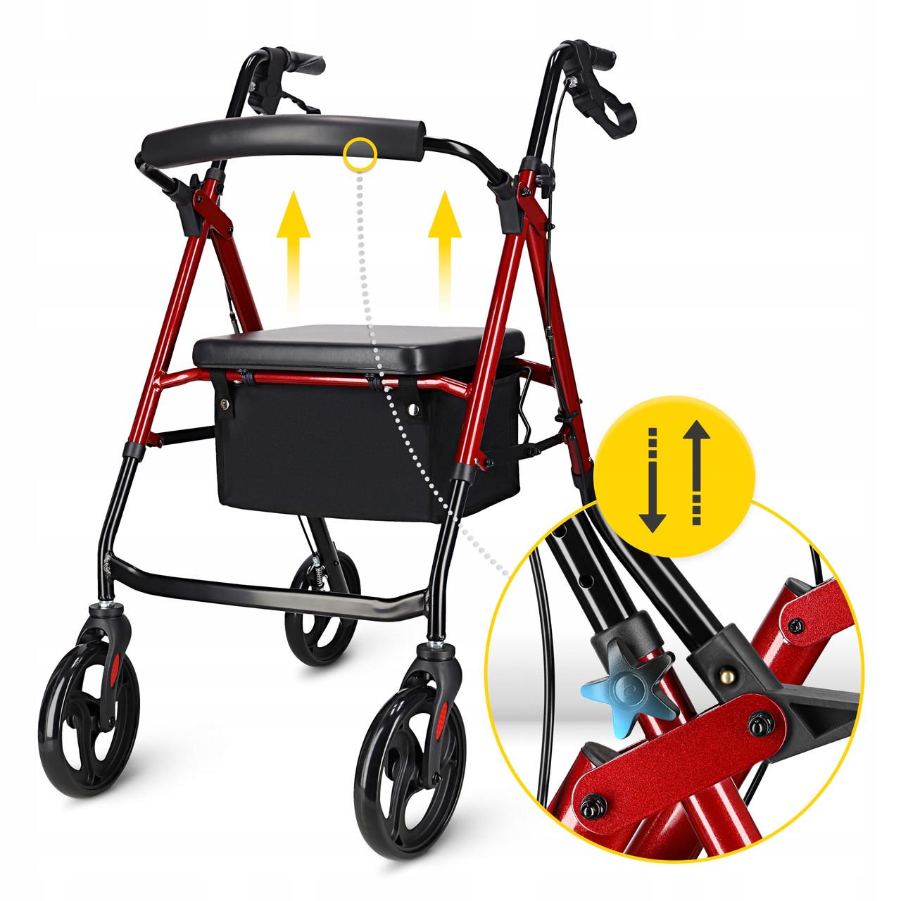 Роллер дляходьби 4FIZJO складний зі сумкою Black/Red (P-5905973406901) - фото 7