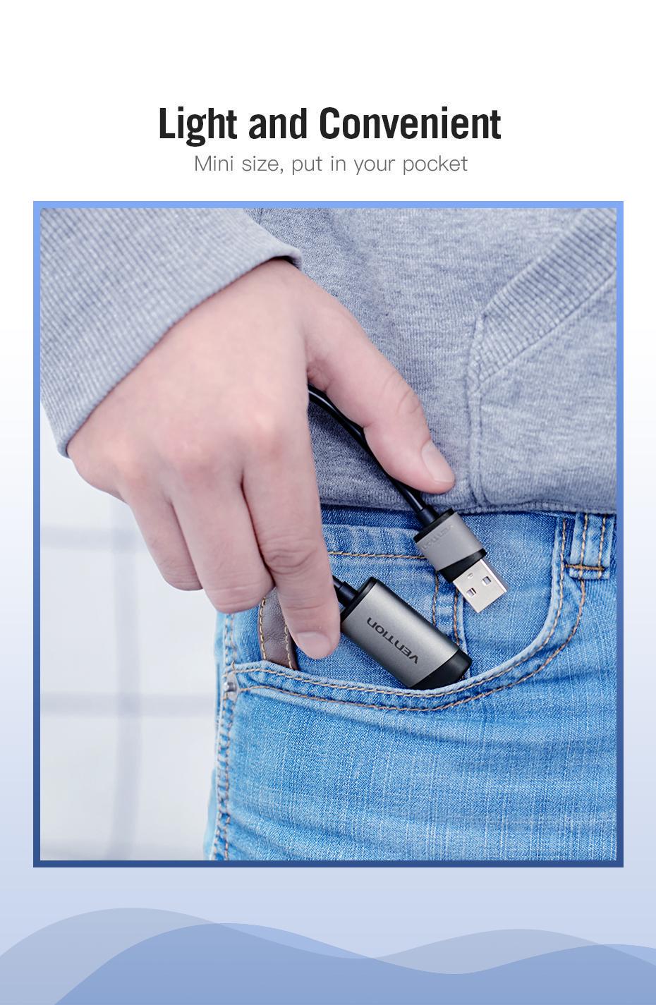 Звукова карта з підтримкою мікрофону Vention USB-3,5 мм minijack 16 біт/48 кГц TRRS AUX 2-піновий Сірий (CDJHB) - фото 14 Звукова карта з підтримкою мікрофону Vention USB-3,5 мм minijack 16 біт/48 кГц TRRS AUX 2-піновий Сірий (CDJHB) - фото 14