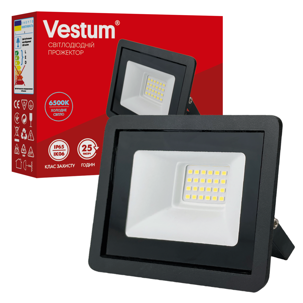 Прожектор світлодіодний Vestum 20W 6500K 180-260V IP65 (1-VS-3014)