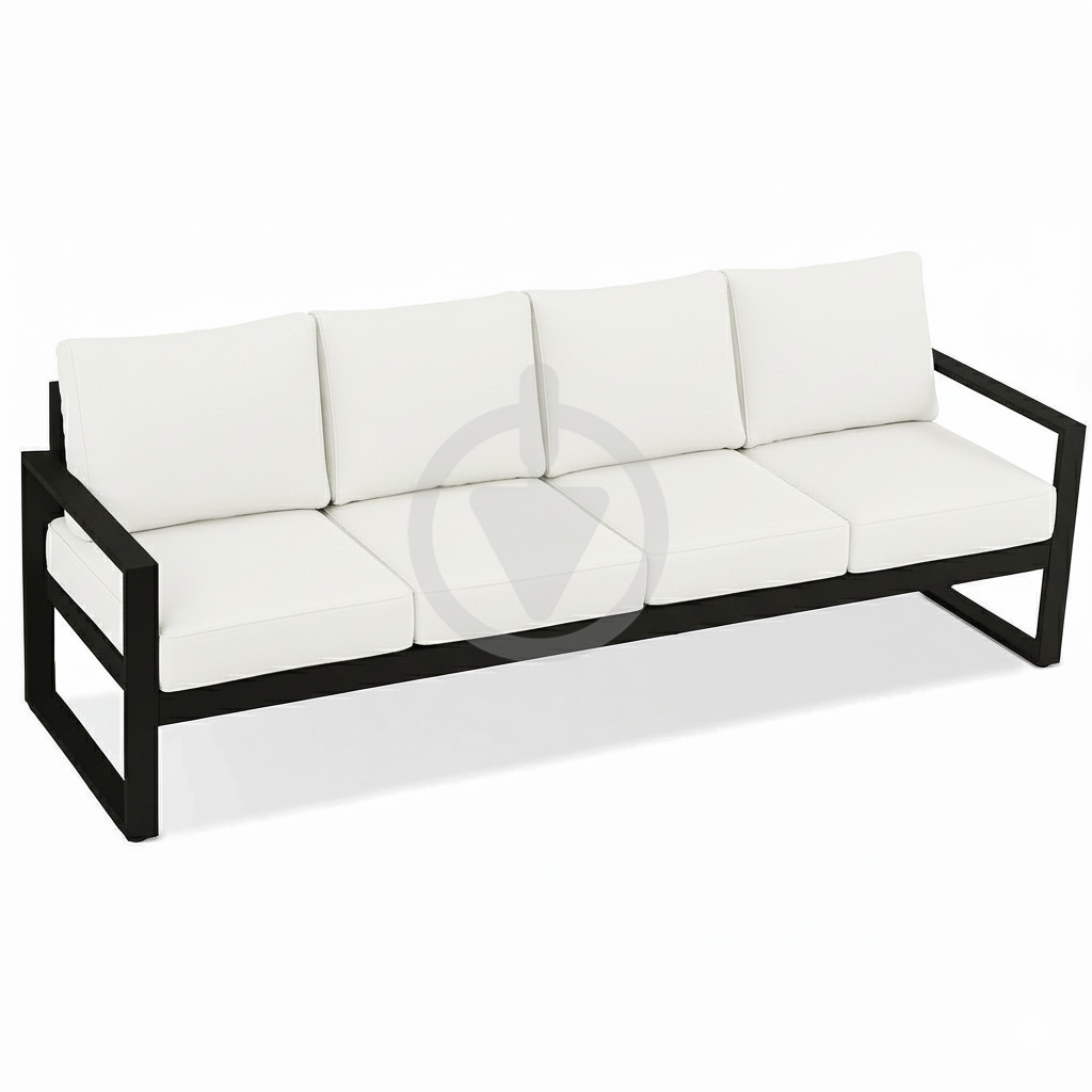 Диван металлический AVVS Бостон лофт с подлокотниками рогожка 210 см Белый