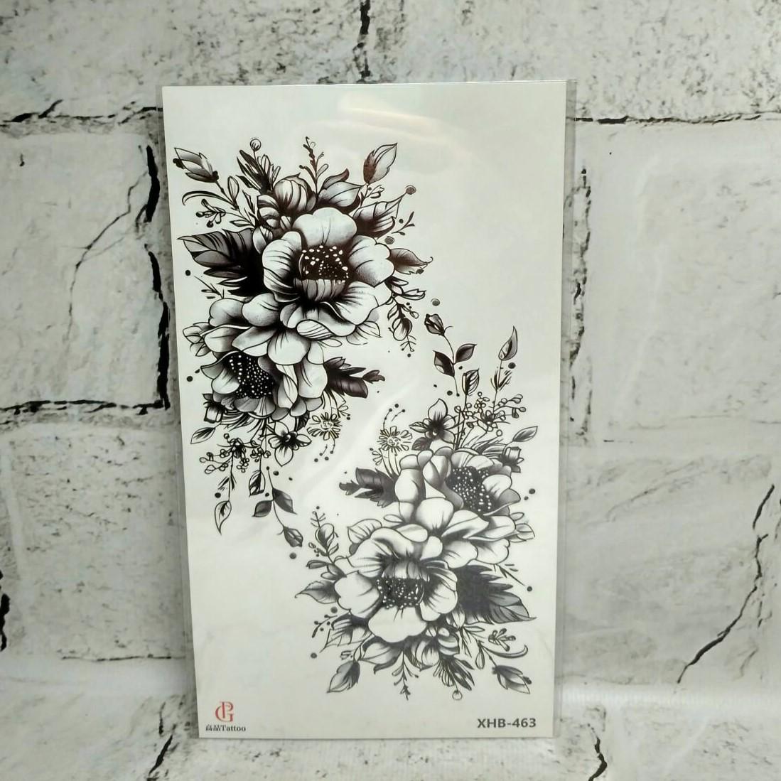 Тату временное Цветы лист 11,5x21 см (XHB-463)