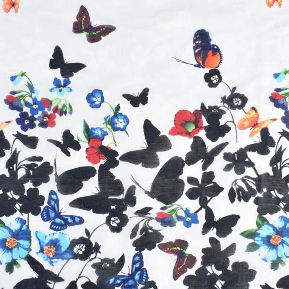 Ткань коттон жаккард в цветы ширина 147 см Белый (11837.001)