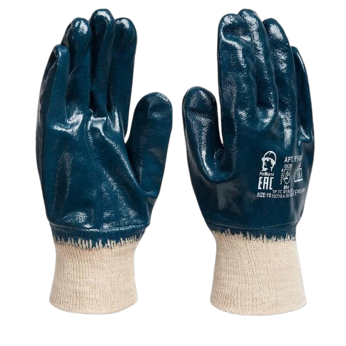 Перчатки маслостойкие с мягким манжетом 10 пар Синий (2582)
