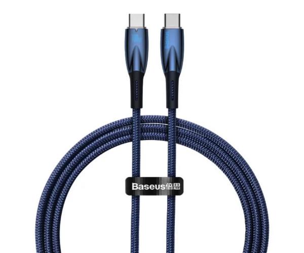 Кабель Data BASEUS Glimmer Series Type-C to Type-C 100W 1 м Blue