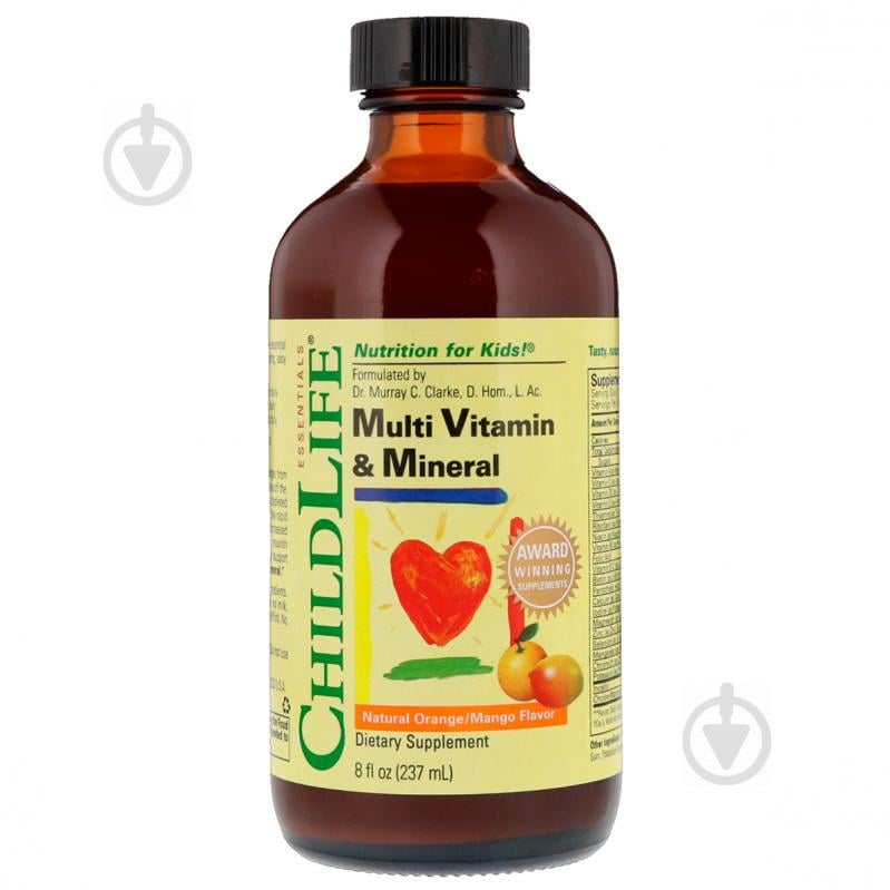 Жидкие Мультивитамины для Детей, Вкус Апельсин-Манго, Multi Vitamin & Mineral, ChildLife, 237 мл