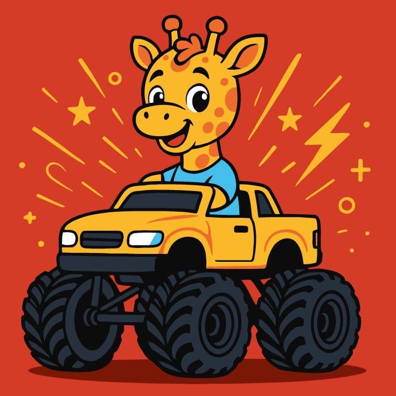 Картина за номерами Ideyka для дітей Жираф на машині 25х25 см (2824290369)