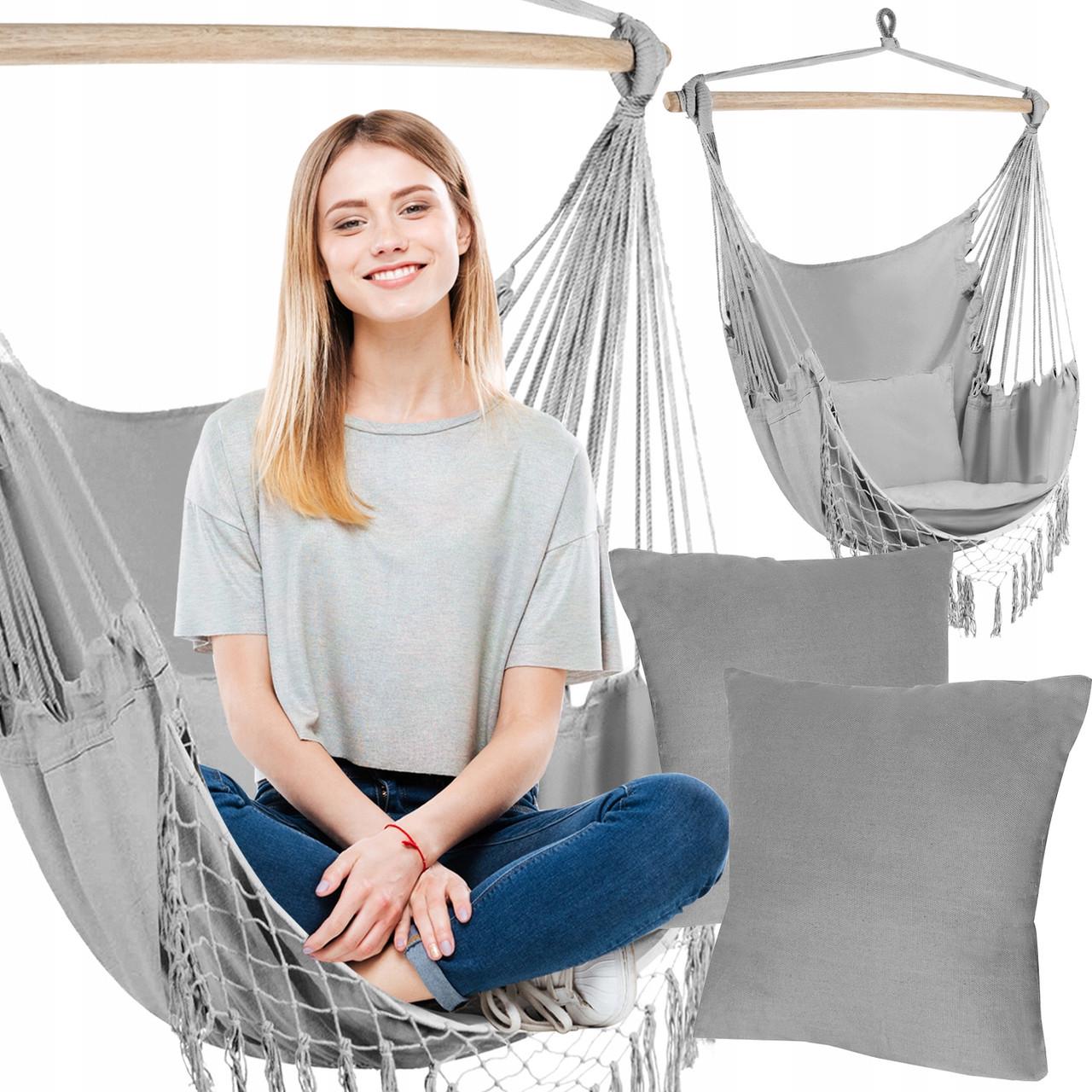Гамак бразильське крісло Gardlov 23671 та 2 подушки Сірий (mx9164) - фото 5