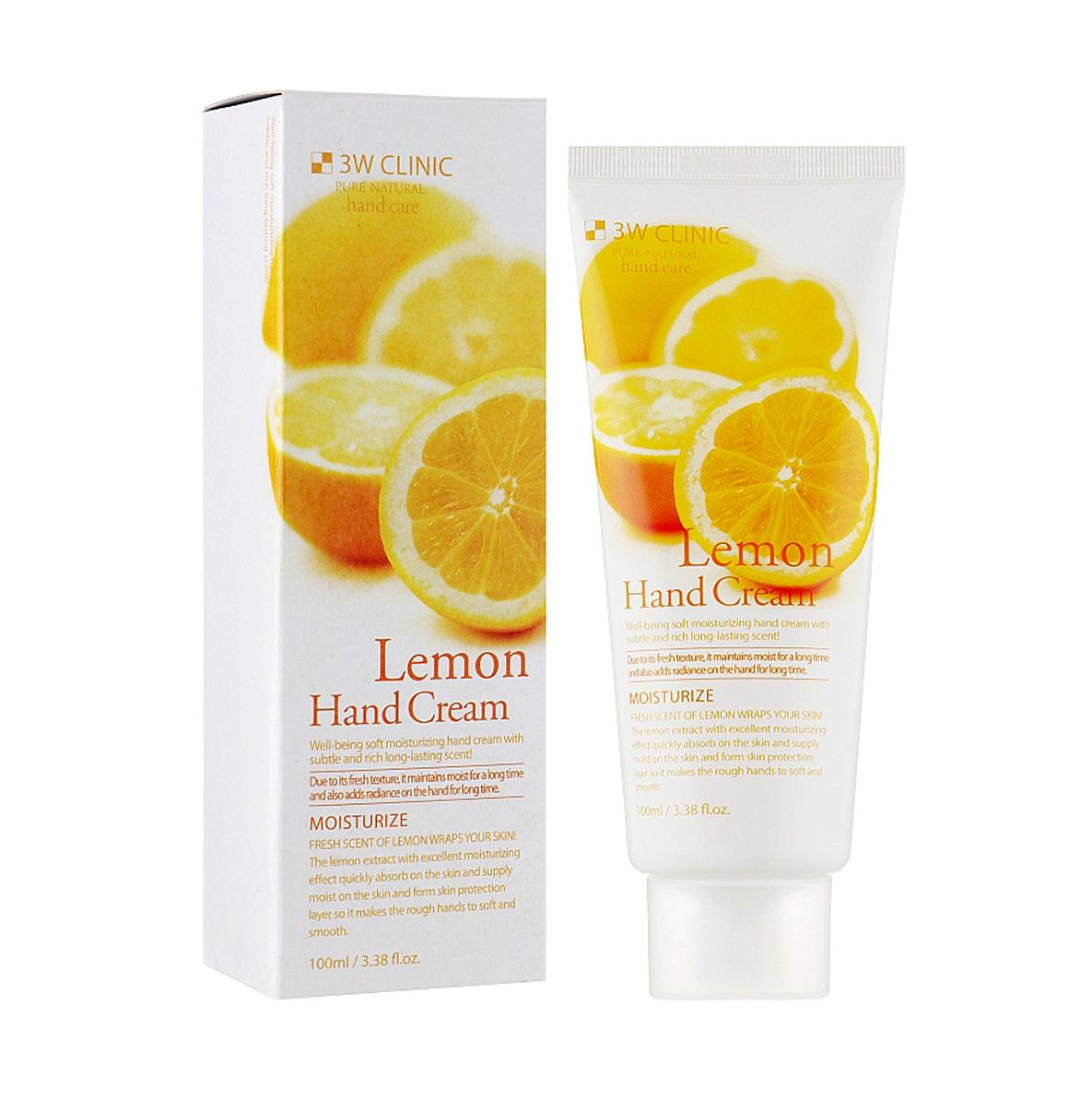 Крем для рук з екстрактом лимона зволожуючий освітлюючий Lemon Hand Cream 3W Clinic 100 мл (8809317284316) - фото 2