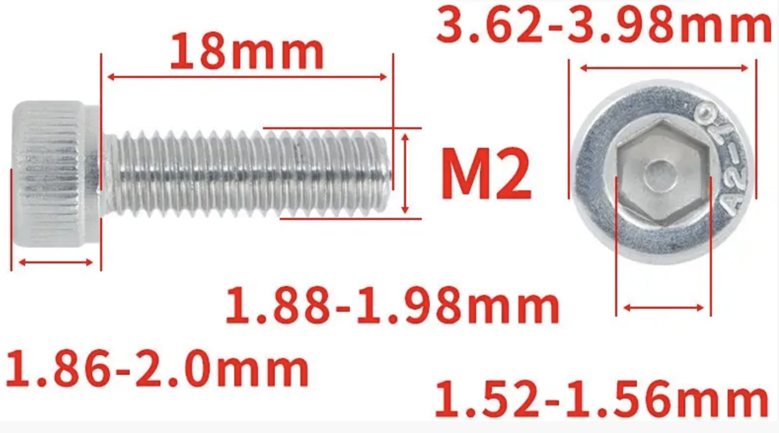 Винт с шестигранной головкой DIN912 M2x18 мм (DIN912_m2_18) - фото 2 Винт с шестигранной головкой DIN912 M2x18 мм (DIN912_m2_18) - фото 2