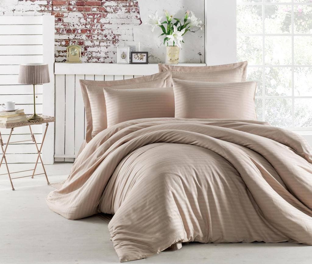 Комплект постельного белья XR Italy Quilt Cover set сатин страйп 200х220 см Кофейный