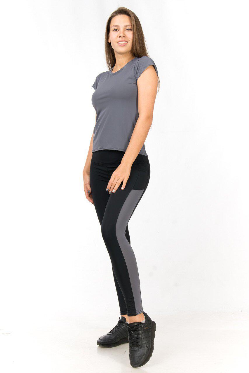 Лосини для занять спортом Opt-kolo з вставкою S Чорний/Графітовий (KL-0782)