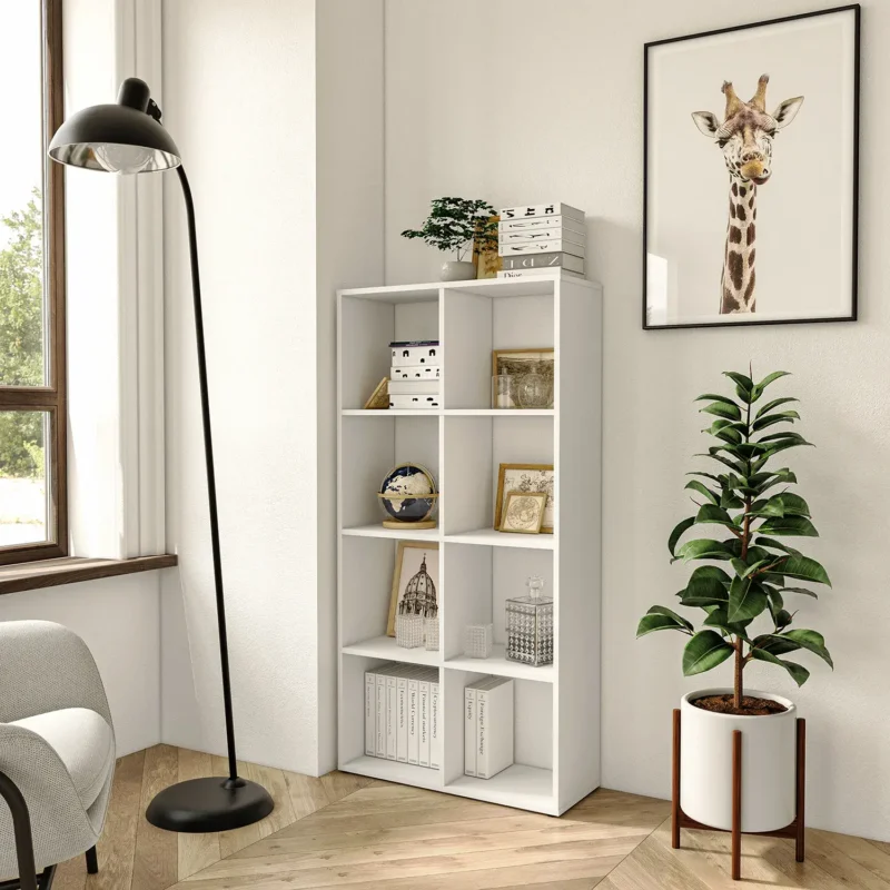 Стеллаж GT10 для книг и декора на 8 ячеек 720х280х1427 мм ДСП 16 мм Белый (20320156) - фото 4