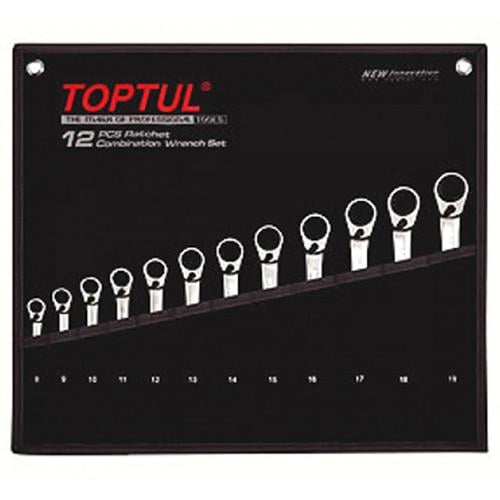 Набор реверсивных ключей Toptul GPAQ120З метрические с трещоткой 8-19 мм в чехле 12 шт. (106-112-GPAQ120З)