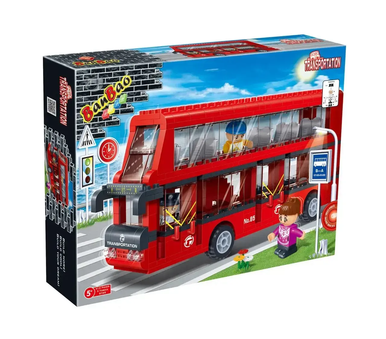 Конструктор Общественный транспорт Автобус из пластика 412 дет. Красный (150-98-BB8769)