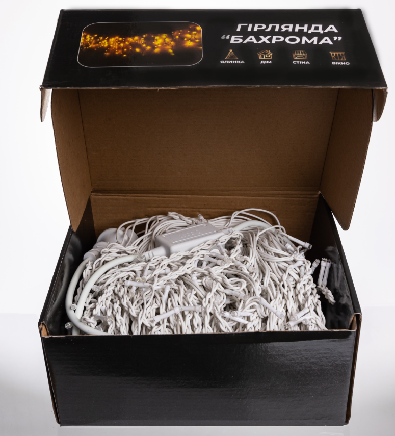 Гирлянда бахрома уличная 600 LED 36 м от сети белая нить Разноцветный - фото 5