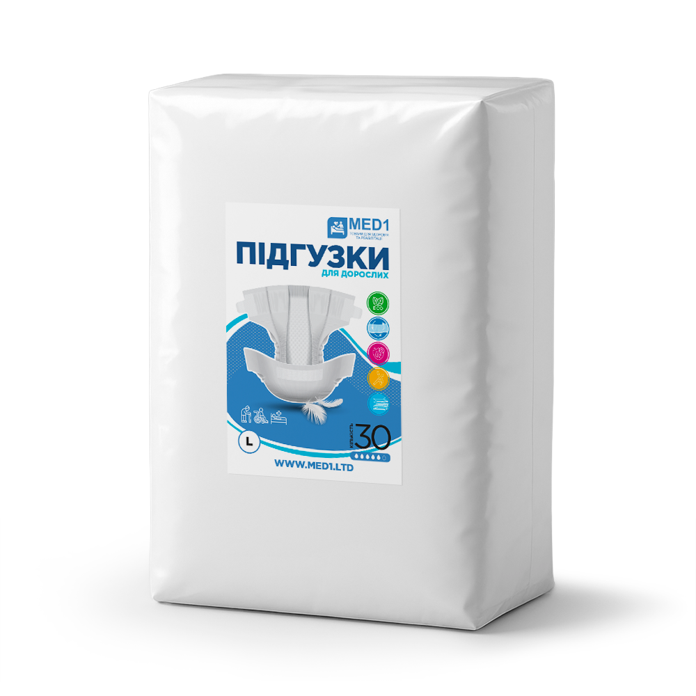 Підгузки для дорослих MED1-WC01 L 30 шт. (MED1-WC01L30) - фото 1 Підгузки для дорослих MED1-WC01 L 30 шт. (MED1-WC01L30) - фото 1