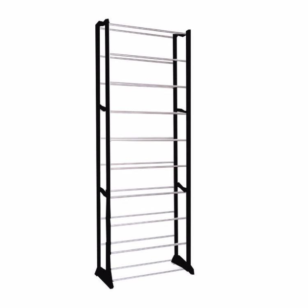 Полиця для взуття органайзер Amazing Shoe Rack на 30 пар взуття з 10 полицями Чорний Полиця для взуття органайзер Amazing Shoe Rack на 30 пар взуття з 10 полицями Чорний