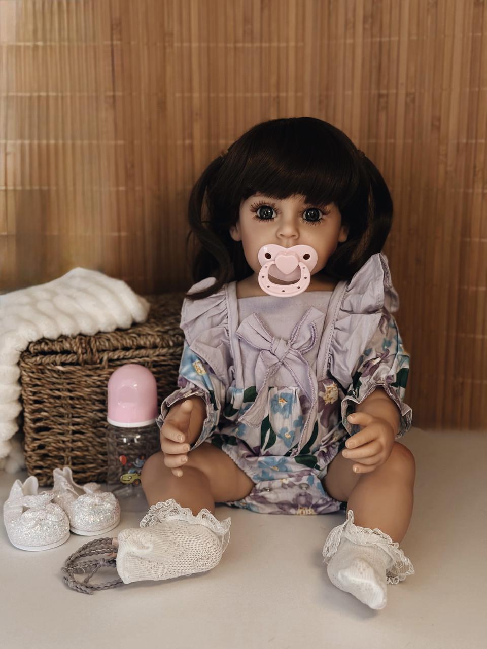 Кукла кукла реалистичная KEIUMI винил-силиконовая в лавандовом платье с аксессуарами 55 см Лавандовый