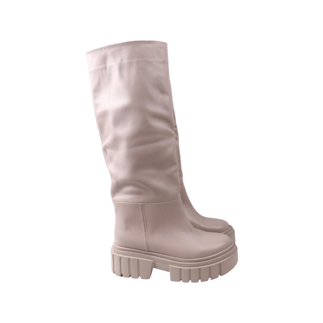 Сапоги женские Roberto Netti из кожи р. 37 Бежевый (41-21DSC)