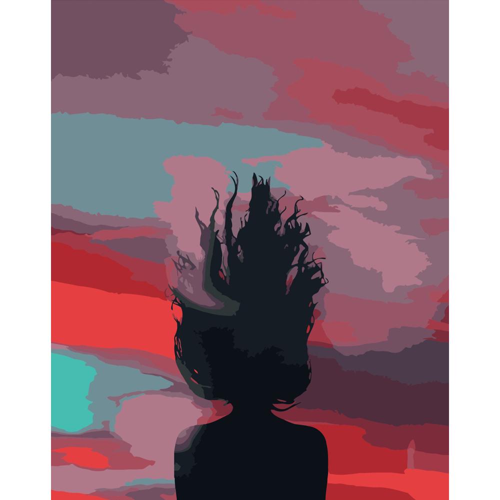 Картина за номерами Strateg Преміум Волосся на фоні неба 40х50 см (DY119)