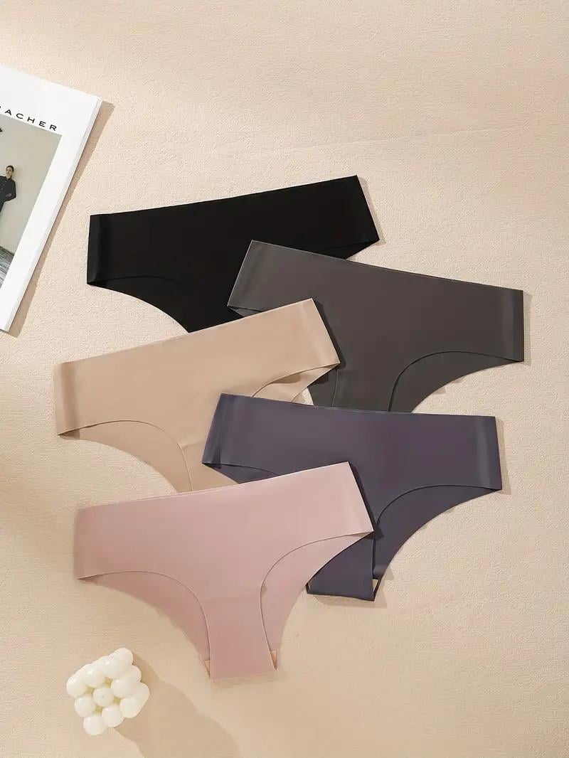 Однотонные бесшовные эластичные трусики-слипы комплект 5 шт. L