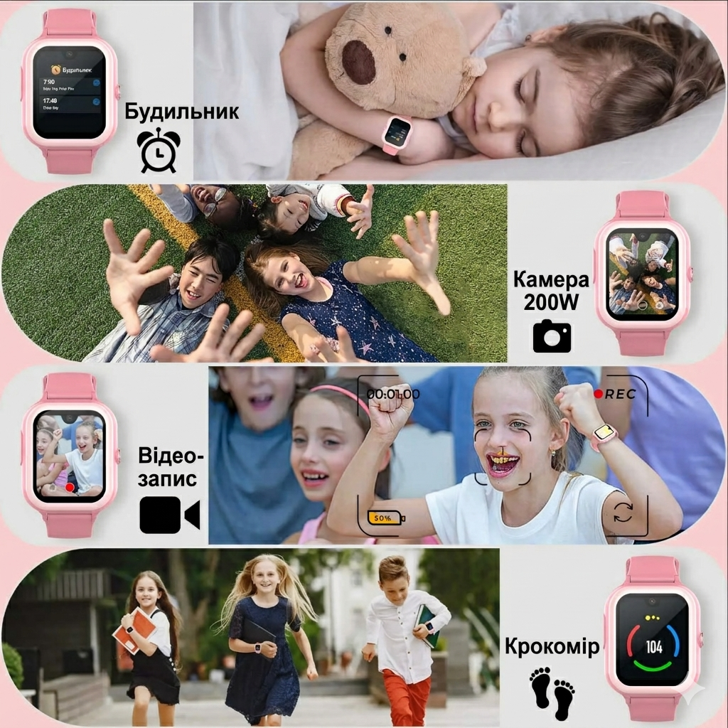 Смарт-часы для детей Wonlex KT31 Amoled 8GB с GPS Pink — фото 10