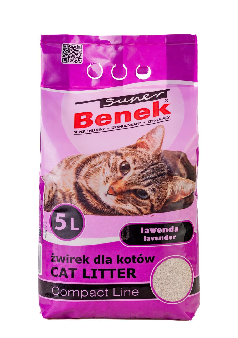 Наполнитель для лотков бентонитовый Super Benek 7010975 Компакт с ароматом лаванда 5 л Наполнитель для лотков бентонитовый Super Benek 7010975 Компакт с ароматом лаванда 5 л