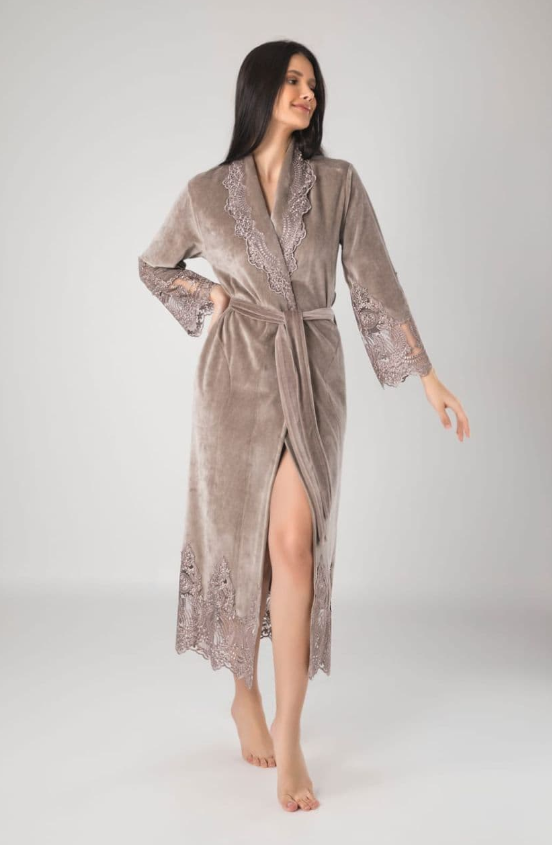 Халат женский Nusa 0383 хлопок/бамбук L/XL Бежевый