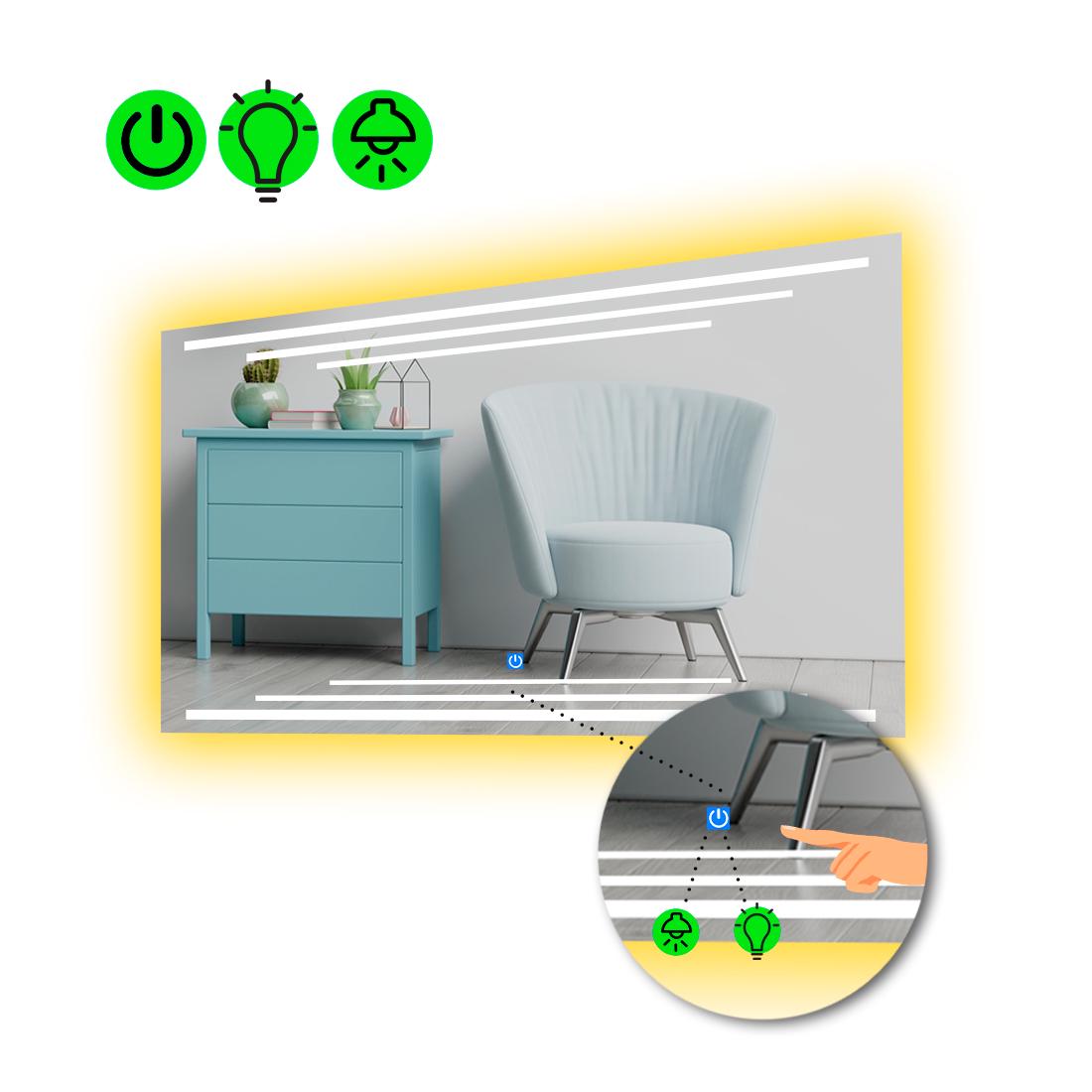 Дзеркало з LED підсвіткою Francisca із сенсорною кнопкою управління 100x80 см (8776956) Дзеркало з LED підсвіткою Francisca із сенсорною кнопкою управління 100x80 см (8776956)