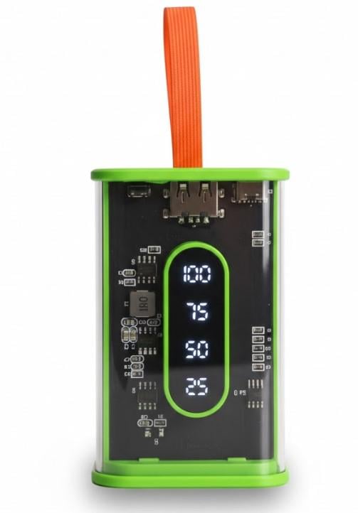 Повербанк з прозорими стінками та світлодіодним дисплеєм 10000 mAh Зелений (2104618812) - фото 6