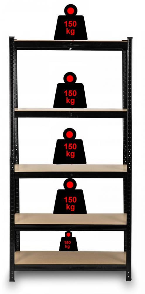 Стелаж металевий Siker GoodTool P7030 5 полиць 150х70х30 см Чорний (4204) - фото 2