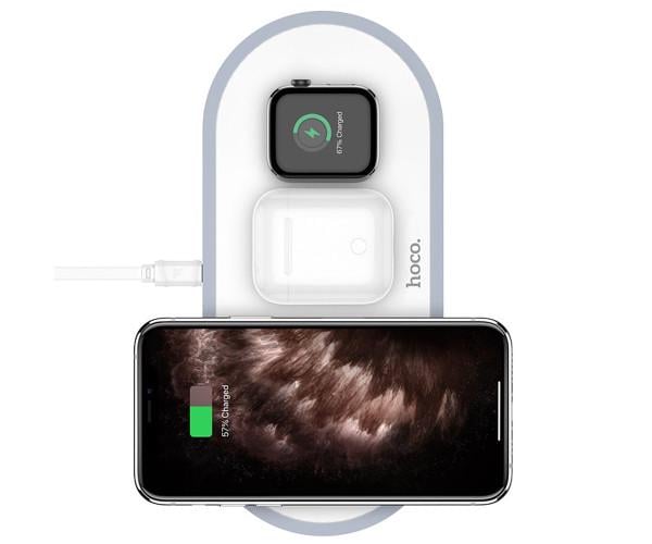 Беспроводное зарядное устройство Hoco CW24 для смартфонов с технологией Qi/Apple Watch/AirPods White - фото 5 Беспроводное зарядное устройство Hoco CW24 для смартфонов с технологией Qi/Apple Watch/AirPods White - фото 5