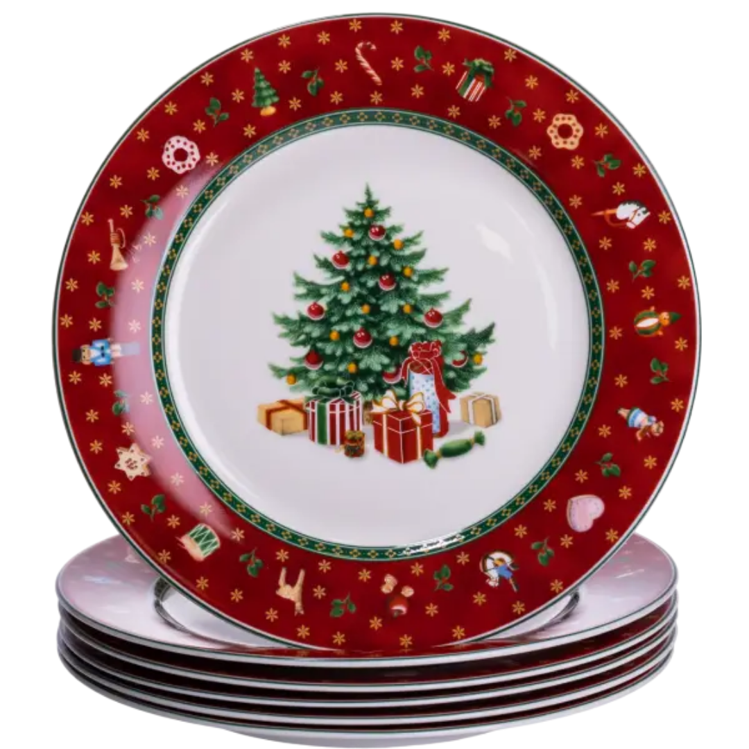 Набор тарелок Christmas фарфоровых 6 штук по 19 см