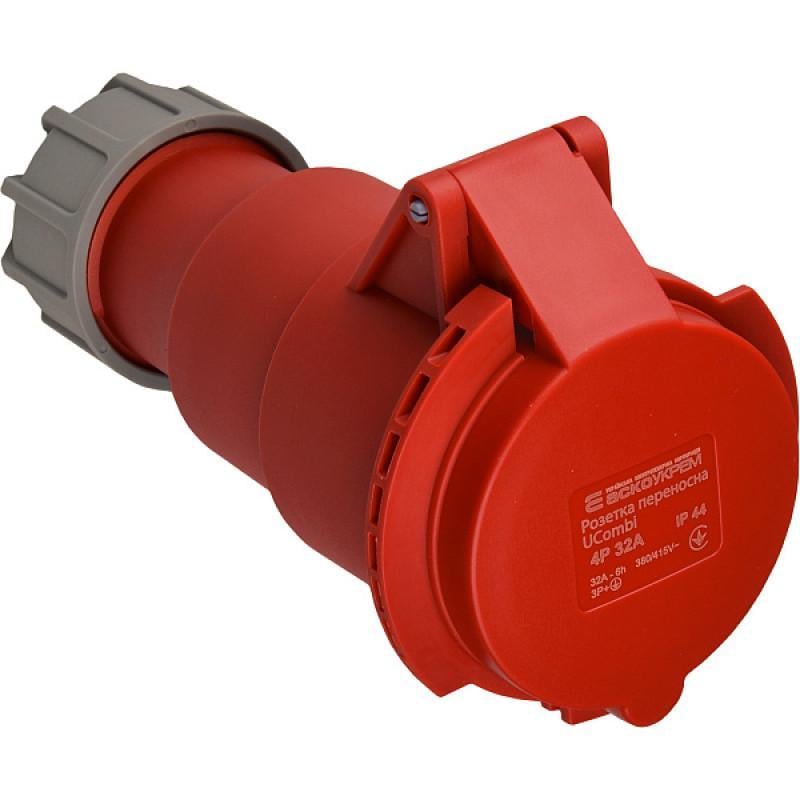 Розетка переносная АСКО-УКРЕМ полиамид серии UСombi 4P 3Р+ РЕ 32A IP 44 (A0080010124)