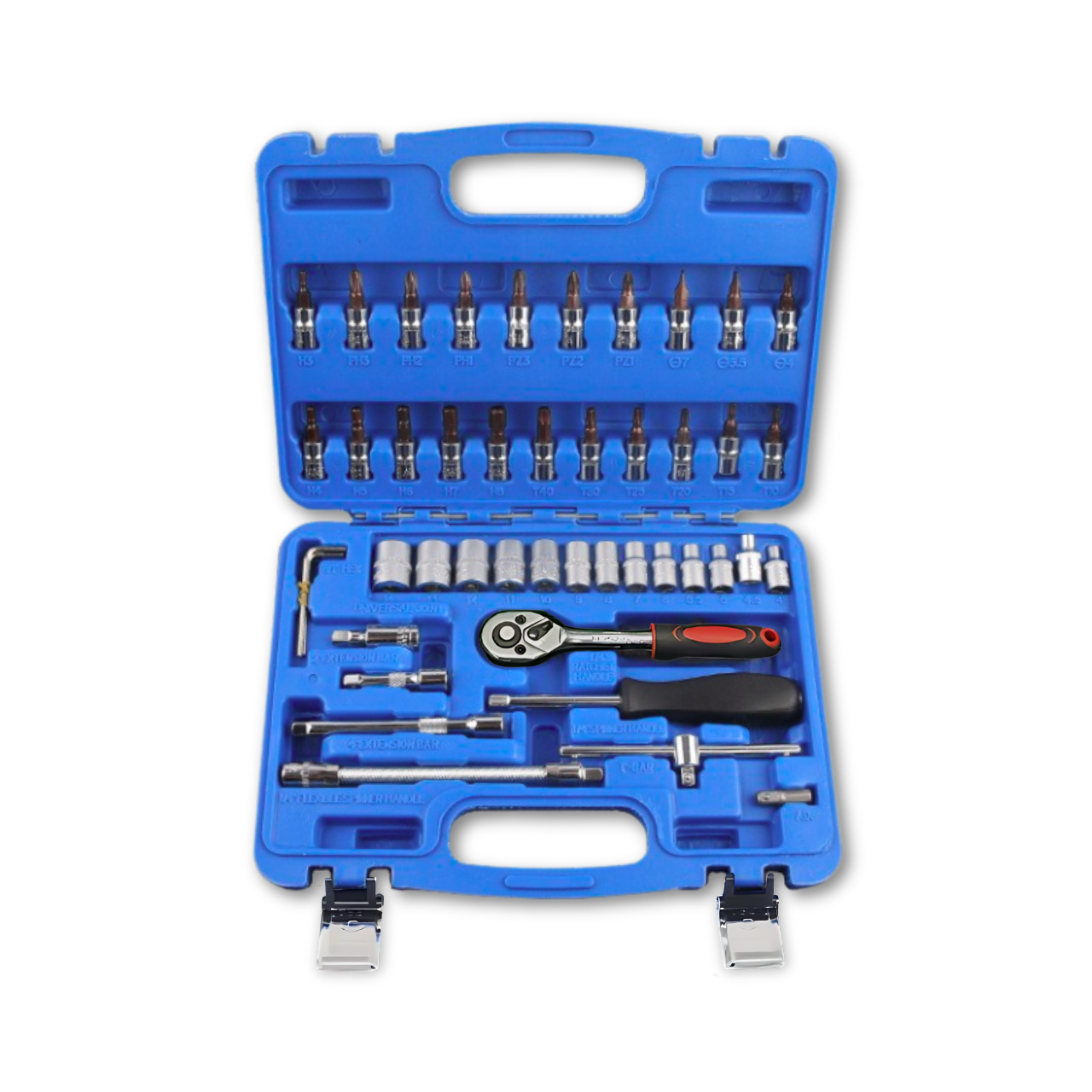 Набор инструментов для автомобиля CRV-сталь с кейсом 53 предмета Голубой (3537368542)
