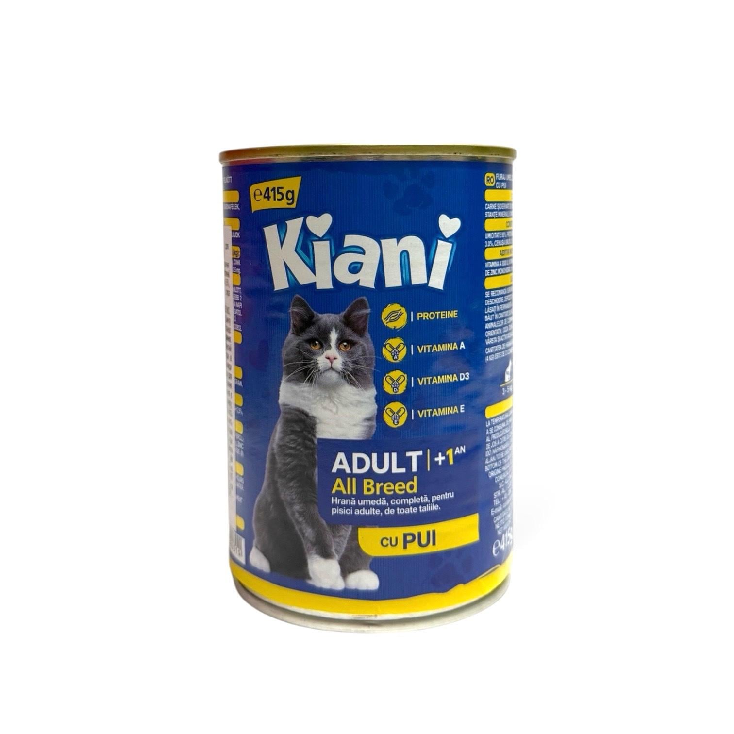 Корм влажный для взрослых котов Kiani с курицей 415 г (2815)