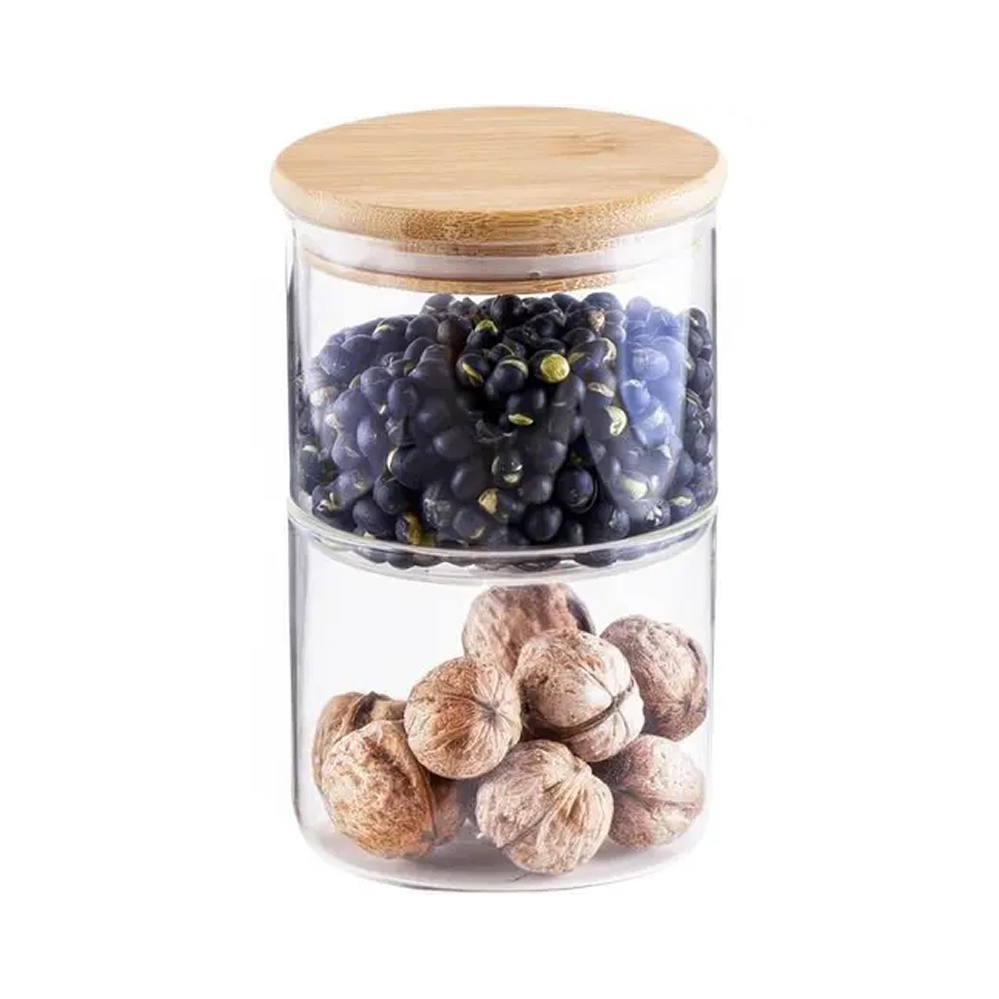 Набір скляних банок з бамбуковими кришками для зберігання кави/чаю/спецій/круп/цукру/горіхів 2 шт. 500 мл (11111112)